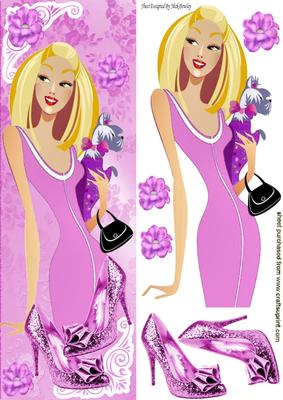Pretty in Pink with Her Sparkle Shoes, and Roses Tall Dl