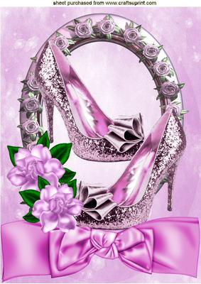 Pretty Pink Sparkle Shoes in Rose Frame with Bow A4