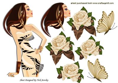 Classy Lady with Cream Roses and Brown Bows