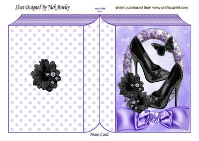 Black Sequin Shoes with Flower in Purple Rose Frame Book