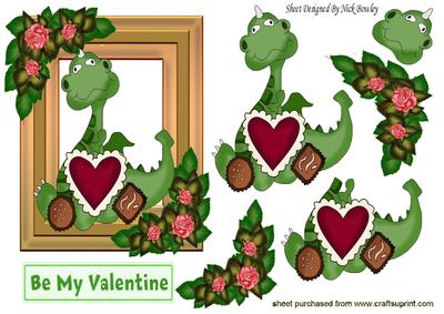 Be My Valentine, Cute Little Dragon in Rose Frame