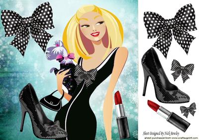 Pretty in Polka Dot Dress with Sparkle Shoe & Lippy 8x8