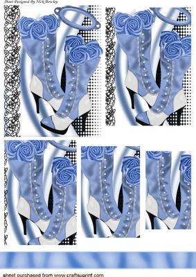 Pretty Blue Steampunk Boots with Black Lace Pyramids