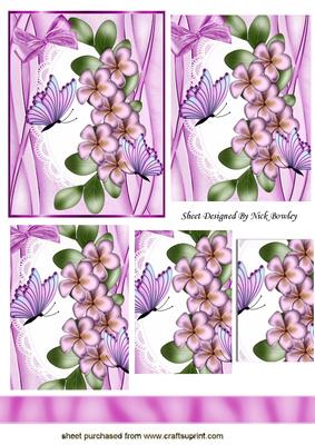 Pink Flowers with Pink Butterflies on Lace Pyramids