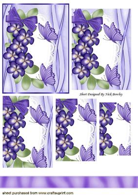 Purple Flowers with Purple Butterflies on Lace Pyramids