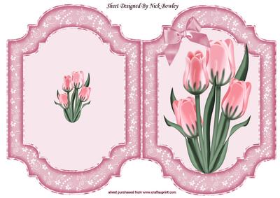 Pretty Pink Tulips with Bow, Quick Card