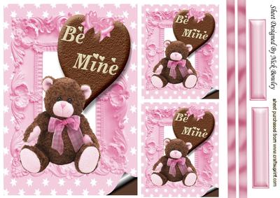 Be Mine Little Brown Bear with Bow, and Toppers