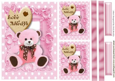 Love Always Biscuit, with Valentine Pink Bear and Toppers
