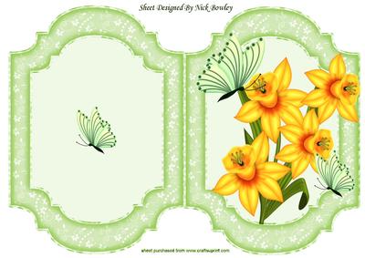 Pretty Yellow Daffodils with Butterflies Quick Card