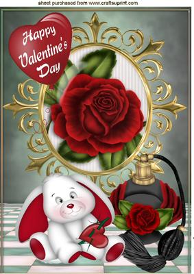 Roses and Perfume with Valentine Bunny A4
