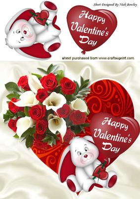 Cute Valentine Bunny with Roses on a Heart 8x8