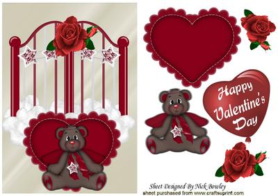 Angel Bear with Hearts and Roses