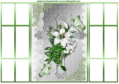Cross,, White Lillies & Butterflies French Gatefold