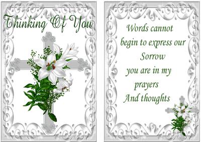 Silver Cross with Lillies, Card and Matching Insert
