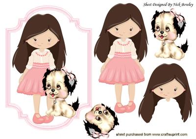 Sweet Girl with Her Puppy