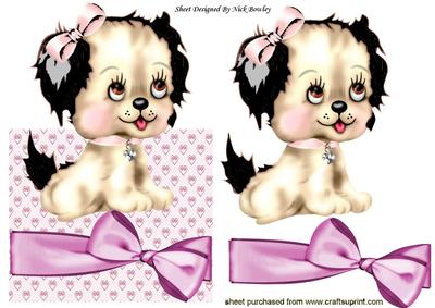 Cute Little Puppy with Big Bow Over the Edge