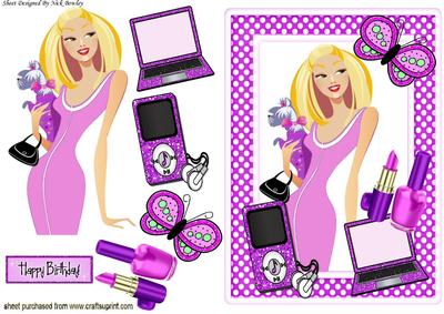 Pink Girlie Things! Mp3 Player and Laptop, with Lippy