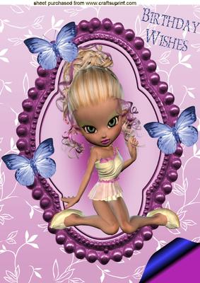 Cute Little Faerie in Ornate Frame A4 Topper