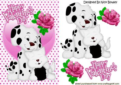 Happy Valentines Day My Little Kitty with Pink Rose