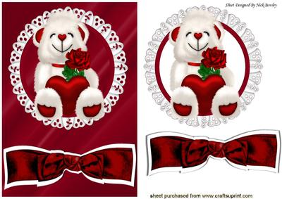 Little White Bear, with Heart Card & Topper