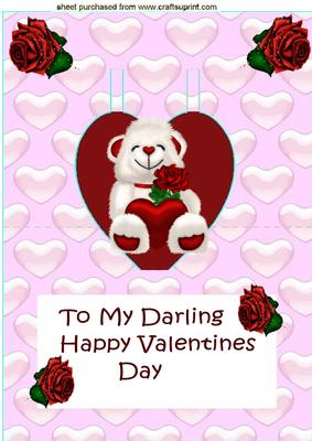 Cute Little Valentine Bear with Roses Pop Up Card