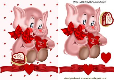 Cute Little Ele with Be Mine on Heart, with Heart Cake