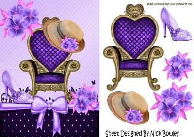 Pretty Hat and Shoe with Chair and Lilac Flowers