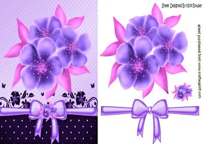 Pretty Lilac and Pink Flowers, with Bow
