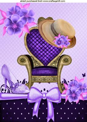 Pretty Hat and Shoe with Chair and Lilac Flowers A4