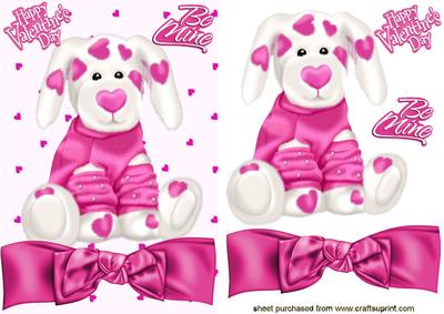 Little Love Puppy in a Sweater with Hearts and Bow
