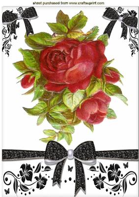 Vintage Red Roses with Pretty Bows, A4
