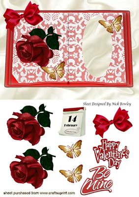 Open Lace Book with Red Rose and Bow