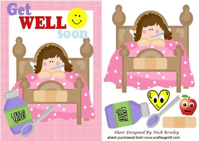 Feeling Poorly Little Girl in Bed! with Smiley Face