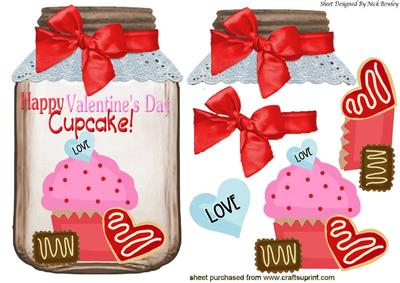 Happy Valentines Day Cupcake, in a Jam Jar