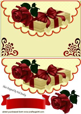 Love Letters, Red Rose, on Scalloped Envelope