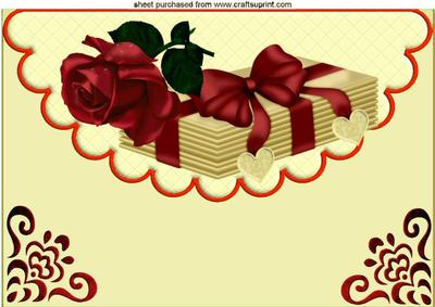 Love Letters, Red Rose, on Scalloped Envelope A4