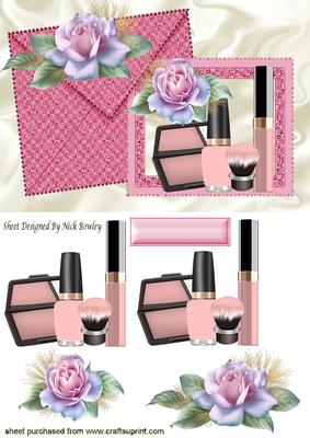 Pink Lippy and Varnish with Rose Onn Card and Envelope