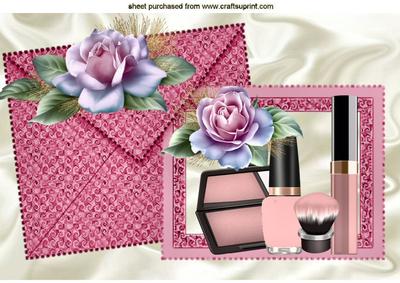 Pink Lippy and Varnish with Rose Onn Card and Envelope A4