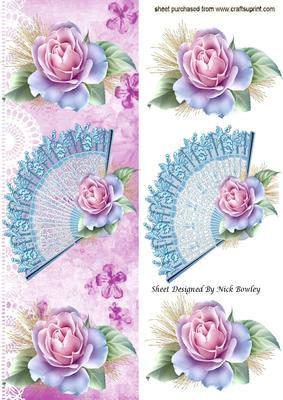 Pink Roses and Lace with Pretty Fan Tall Dl