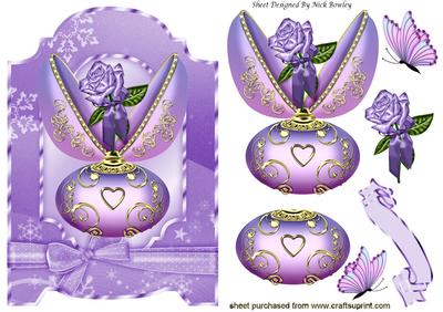 Pretty Lilac and Gold Faberge Egg with Rose