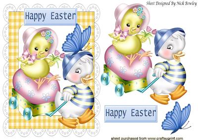 Cute Little Ducks Wheelbarrow, and Butterflies
