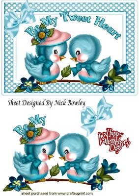 Be My Tweet Heart, Cute Little Blue Love Birds