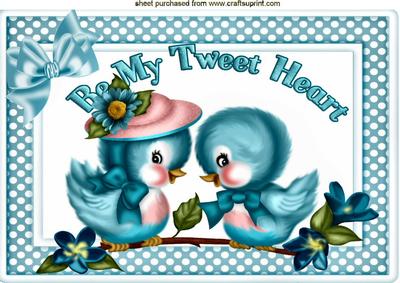 Be My Tweet Heart, Cute Little Blue Love Birds A4