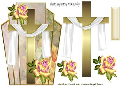 Peach Roses with Gold Cross and Shawl, Topper