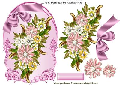 Pretty Spray of Summer Flowers on a Plaque with Bow