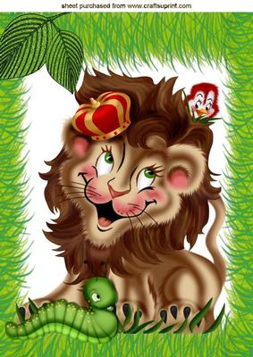 King of the Jungle Cute Lion with Friends A4