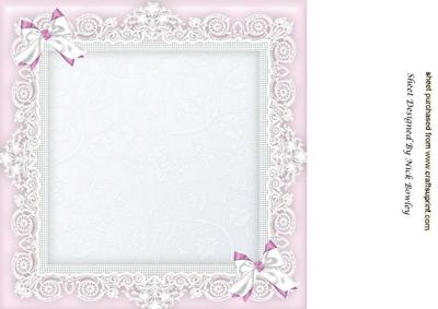 Lace Frame with Pink and White Bows 8x8 Insert