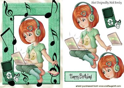 Girl with Her Laptop and Mp3 Player, Lets Make Some Music!