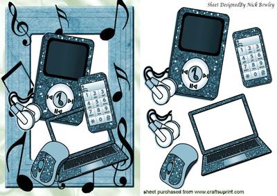 Blue Laptop with Matching Mp3 Player and Mobile Phone