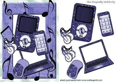 Purple Laptop with Matching Mp3 Player and Mobile Phone